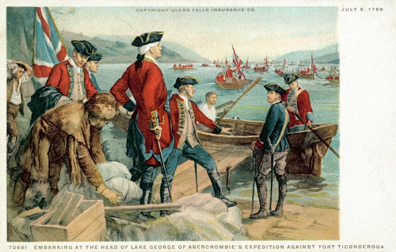 Går i spidsen for Lake George af Abercrombies ekspedition mod Fort Ticonderoga af American School