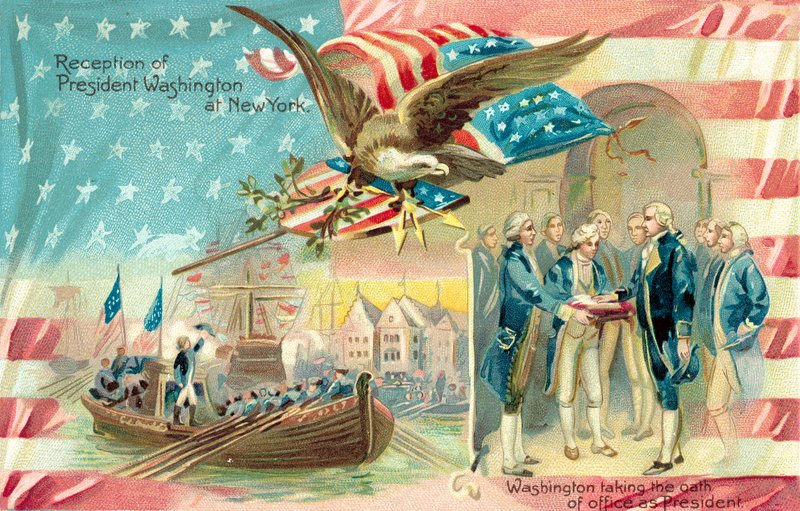 George Washington aflægger embedsed som præsident af American School