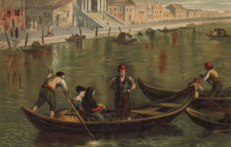 Gondol på Canal Grande, Venedig af English School
