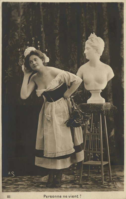 Fransk stuepige støver en buste af af French Photographer