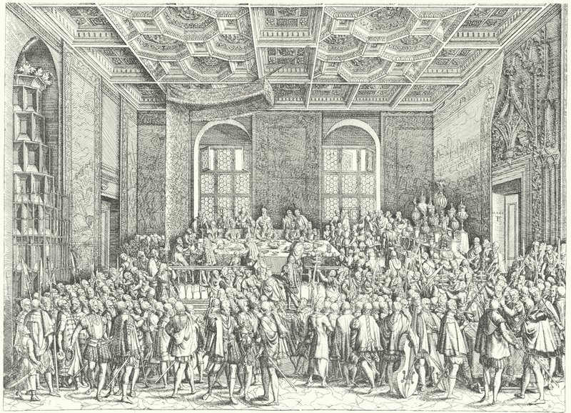 Banket for Ferdinand I, den hellige romerske kejser af German School