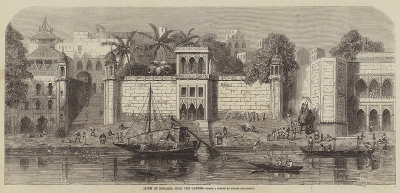 Udsigt over Benares, fra Ganges af A. Soltykoff