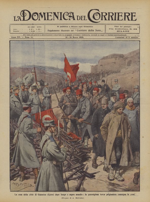 Overgivelsen af byen Ioannina (Epirus) efter en lang og bitter belejring, den tyrkiske garnison? af Achille Beltrame