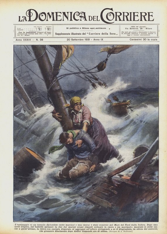 Besætningen på en finsk båd (syv sømænd og en kok) blev fanget i Nordsøen af ​​stormen af Achille Beltrame