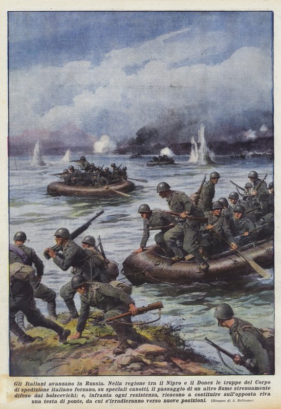 Italienerne rykker ind i Rusland af Achille Beltrame