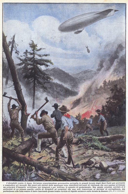 Luftskibene mod ilden af Achille Beltrame