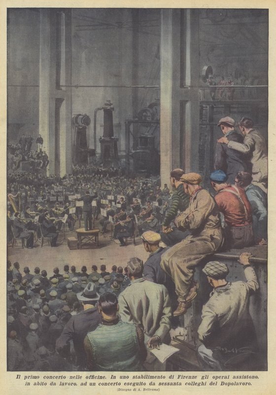 Den første koncert i værkstederne af Achille Beltrame