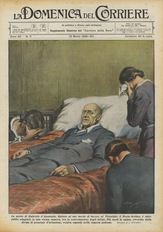 Gabriele dAnnunzios død af Achille Beltrame