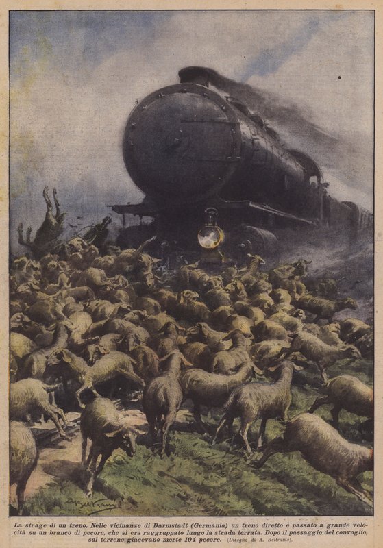 Massakren af ​​et tog af Achille Beltrame