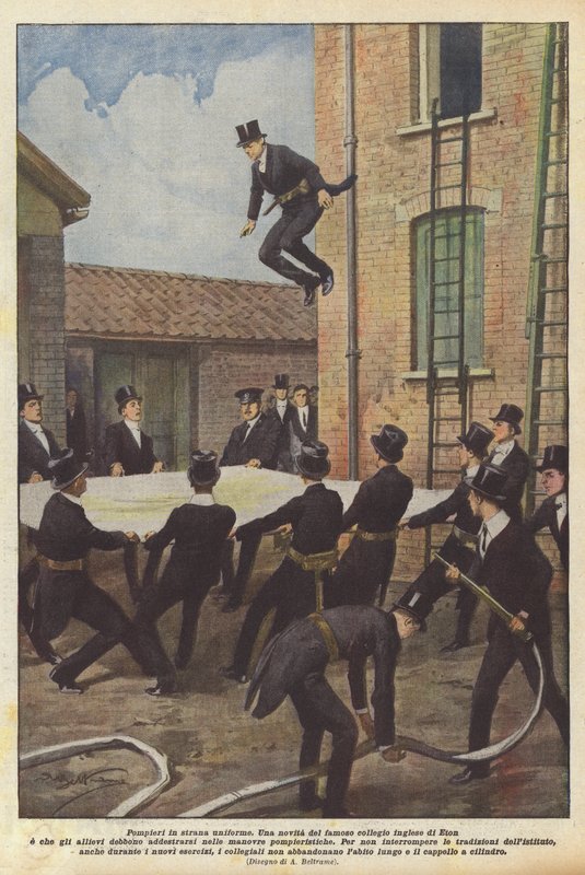 Brandmænd i mærkelig uniform af Achille Beltrame