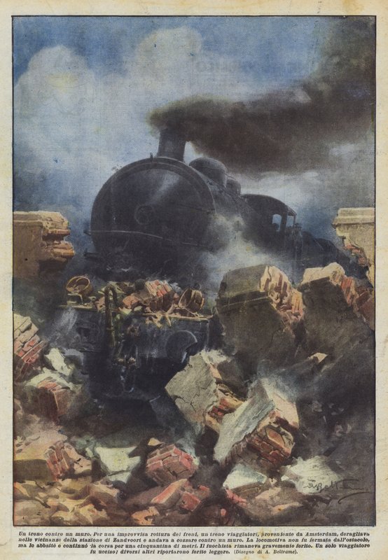Et tog mod en mur af Achille Beltrame