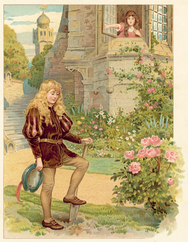 Prinsen med de gyldne låse (chromolitho) af Ada Dennis