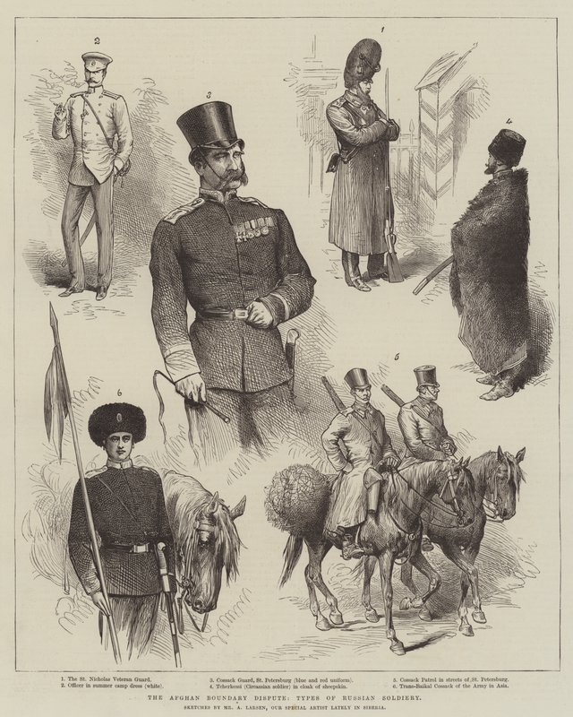 Den afghanske grænsestrid, typer af russiske soldater af Adolf Alfred Larsen