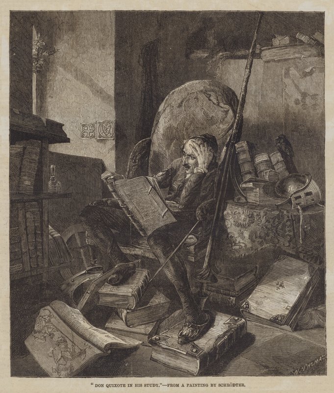 Don Quijote i sit studie af Adolf Schreyer