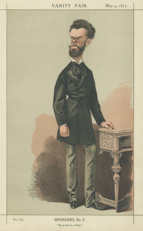 Kong Amadeus af Spanien (farve litho) af Adriano Cecioni