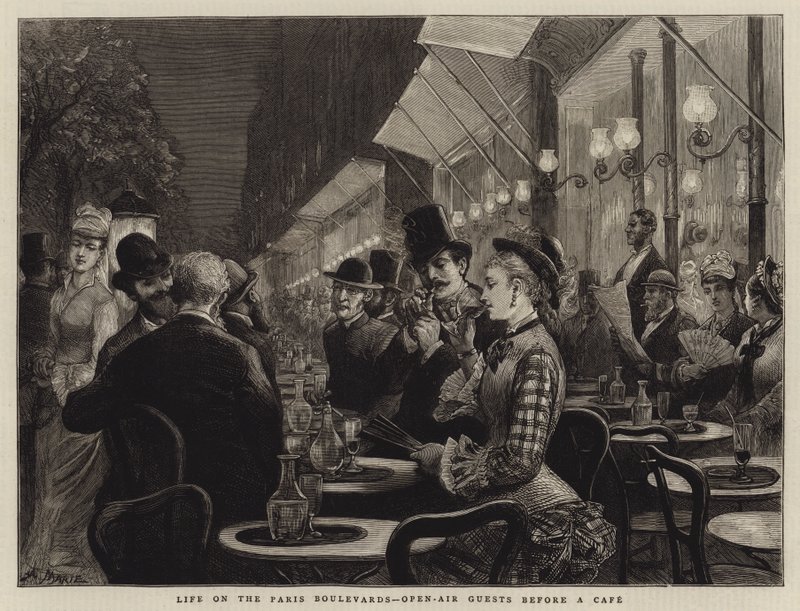 Livet på Paris Boulevards, Friluftsgæster før en café af Adrien Emmanuel Marie