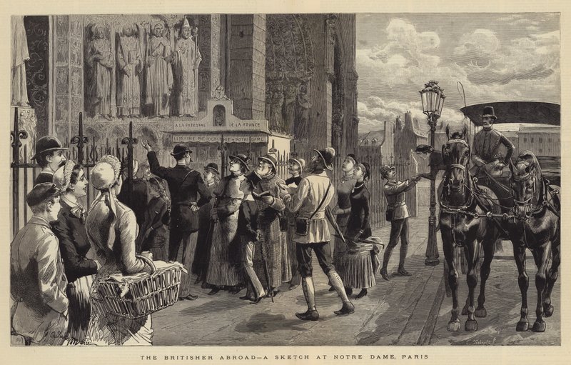 The Britisher Abroad, en skitse ved Notre Dame, Paris af Adrien Emmanuel Marie