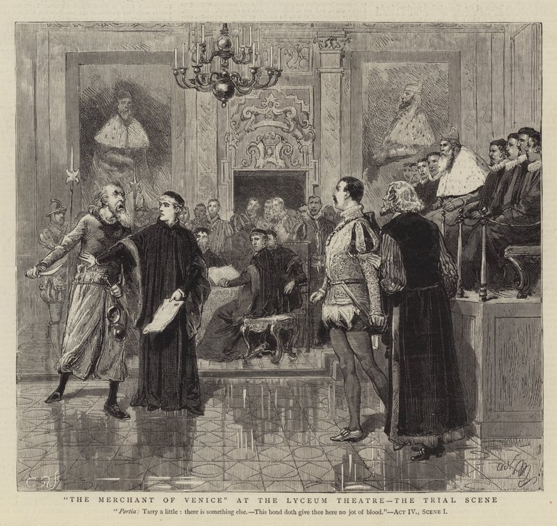 Købmanden i Venedig på Lyceum Theatre, Trial Scene af Adrien Emmanuel Marie