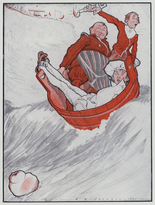 Rub-a-dub-dub (farve litho) af Albert Edward Jackson