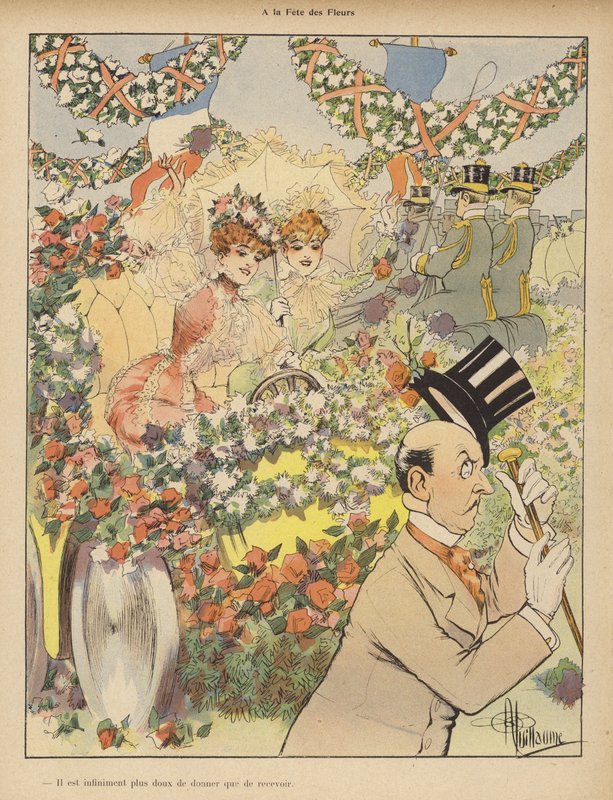 På blomsterfestivalen (farve litho) af Albert Guillaume