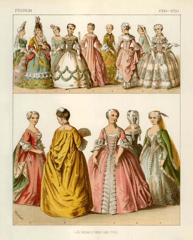 Franske Kostumer 1700-1750 af Albert Kretschmer