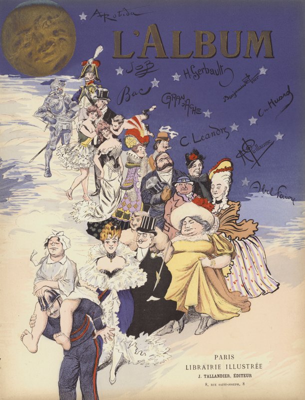 Fransk karikatur (farve litho) af Albert Robida