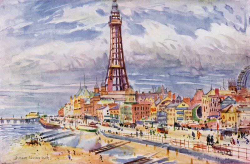 Blackpool (farve litho) af Albert Woods