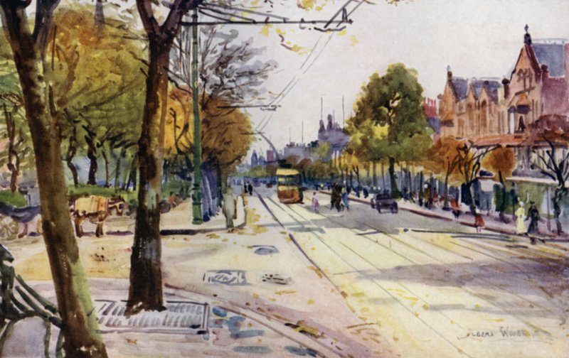 Lord Street, Southport (farve litho) af Albert Woods