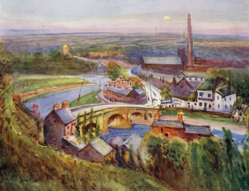 Walton-le-Dale (farve litho) af Albert Woods