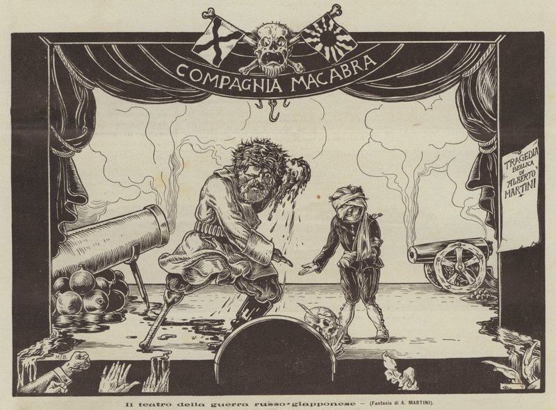 Skuepladsen for den russisk-japanske krig (Litho) af Alberto Martini