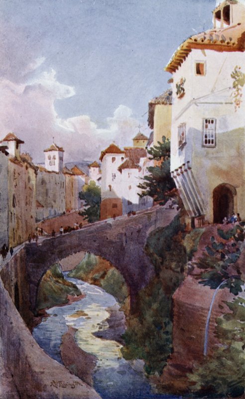 I Albaicin, Granada (farve litho) af Alexander Wallace Rimington