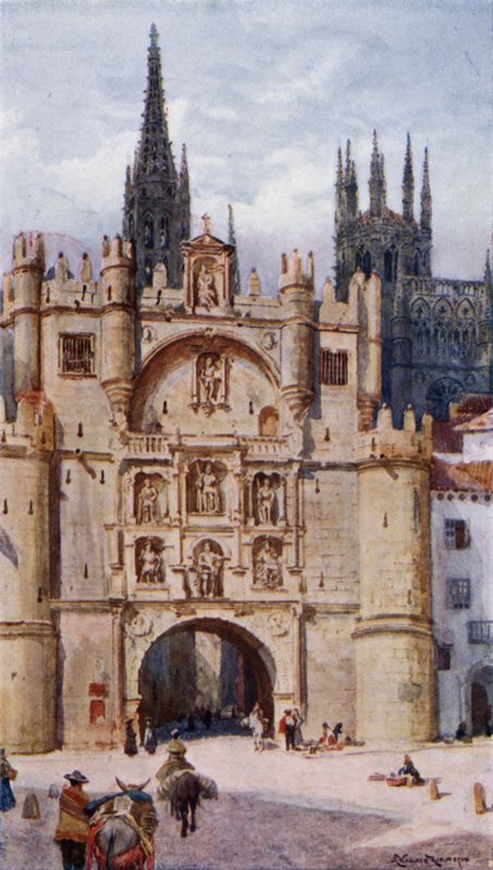 Puerta S Maria, Burgos (farve litho) af Alexander Wallace Rimington