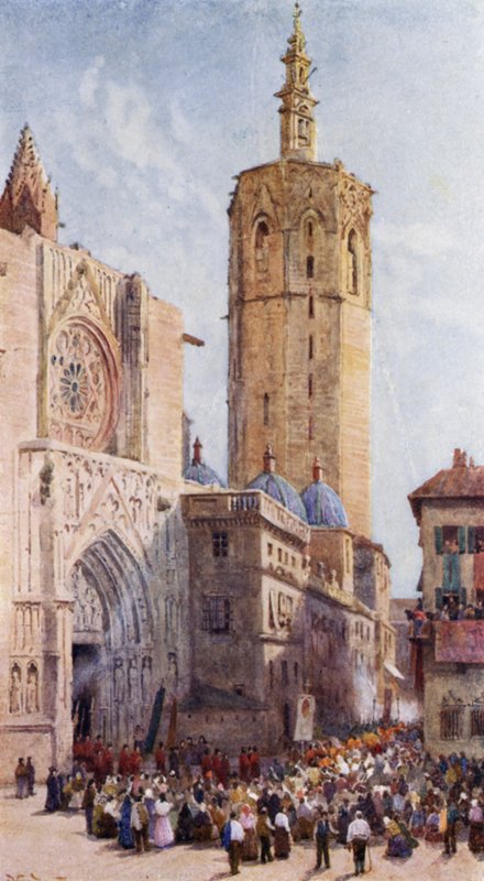 The Mignelete, Valencia (farve litho) af Alexander Wallace Rimington