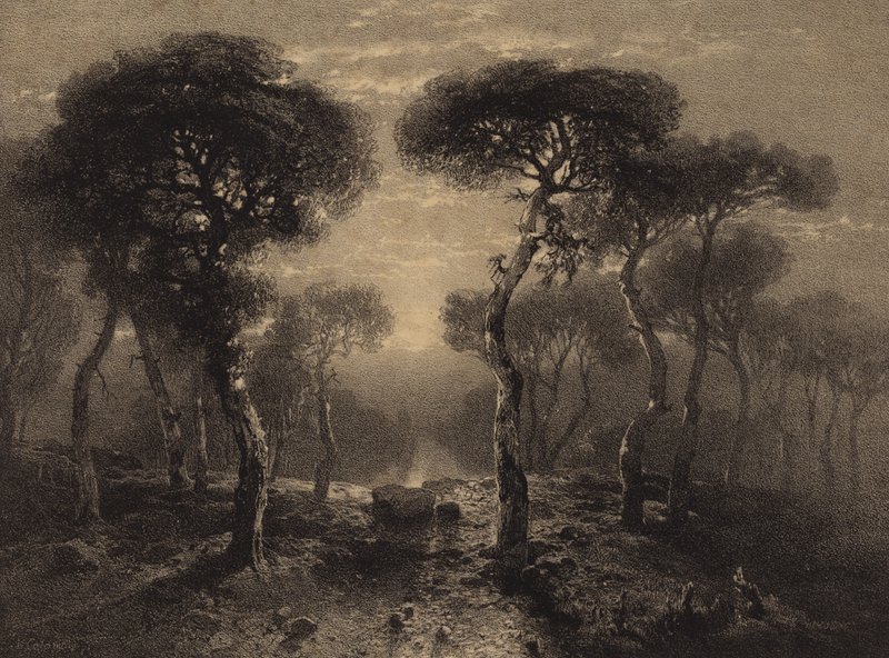 Landskab med træer af Alexandre Calame