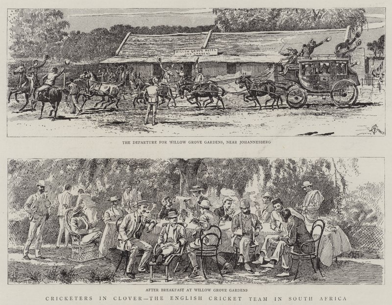 Cricketspillere i Clover, det engelske crickethold i Sydafrika af Alfred Chantrey Corbould