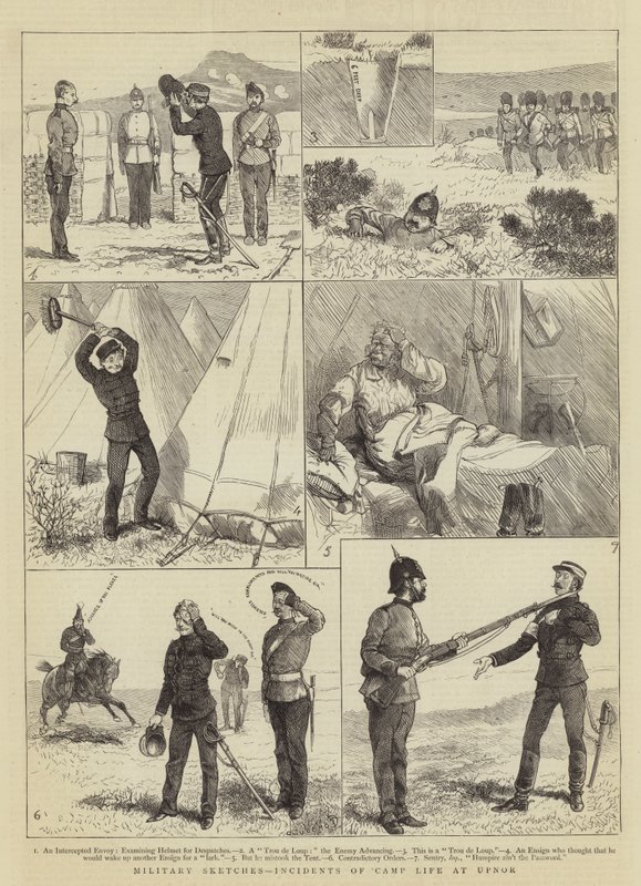 Militære skitser, hændelser af lejrlivet i Upnor af Alfred Chantrey Corbould