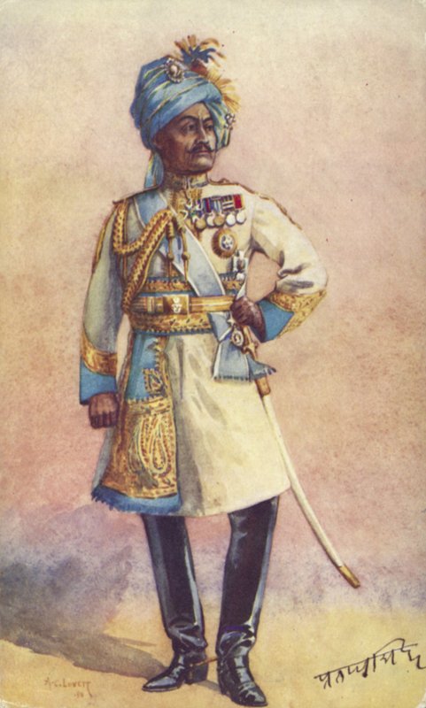 Generalmajor Maharaja Sir Pratap Singh Bahadur, indisk soldat af Alfred Crowdy Lovett