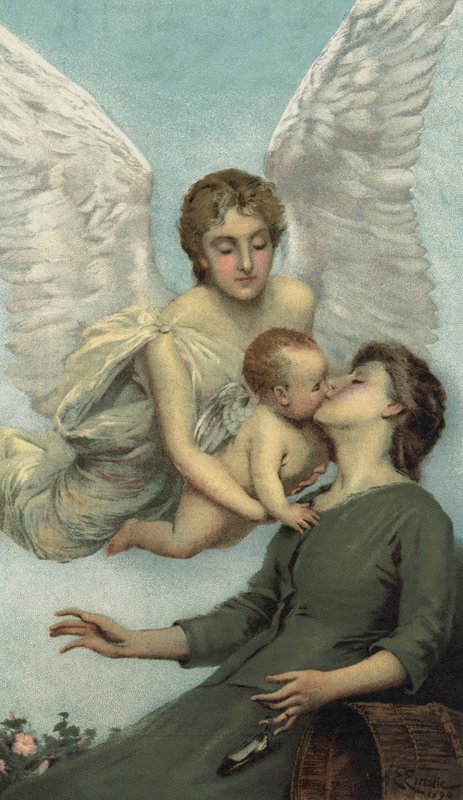 "En mors drøm" (farve litho) af Alfred Edward (after) Emslie