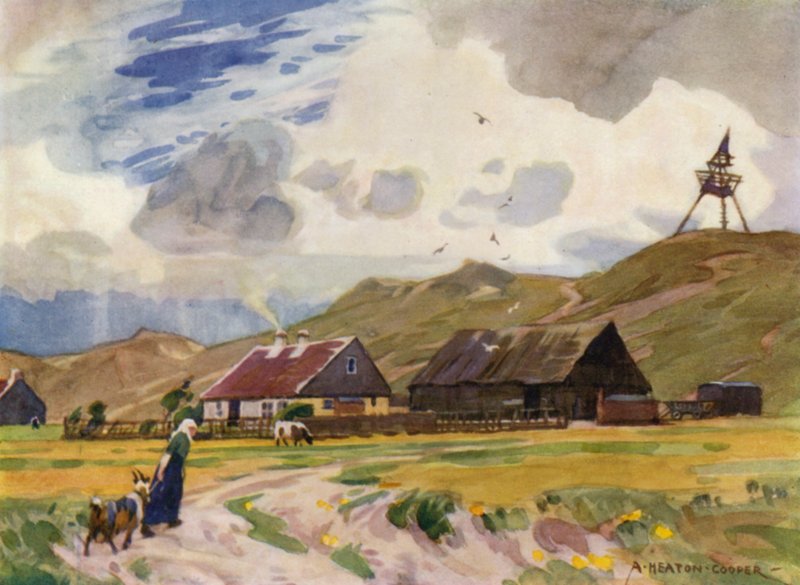 Danmark: Gamla Skagen (farve litho) af Alfred Heaton Cooper