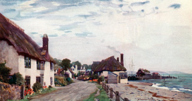 Porlock Weir (farve litho) af Alfred Heaton Cooper