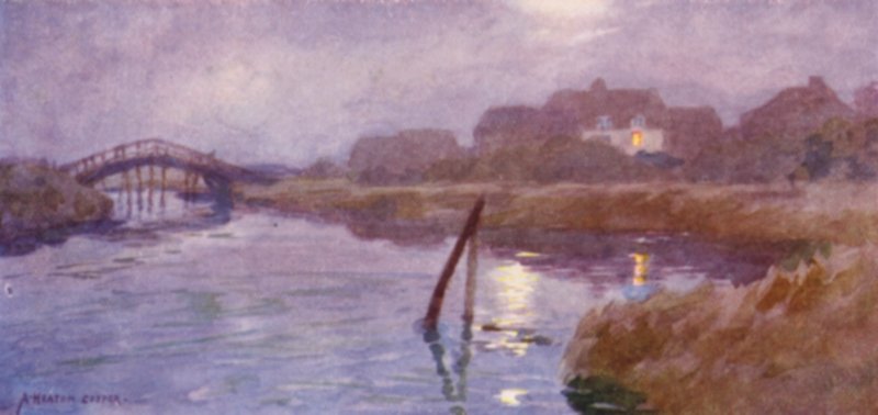 Walberswick, Suffolk, Moon and Lamplight af Alfred Heaton Cooper