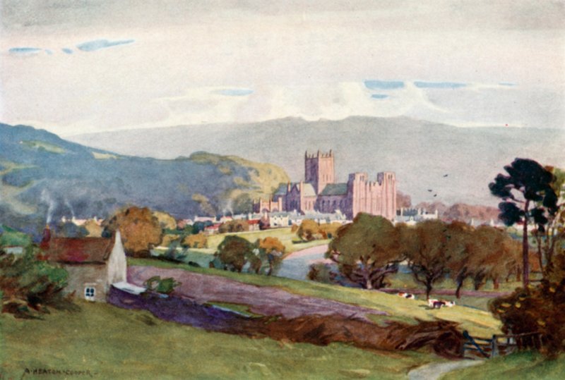 Wells, fra Milton Hill (farve litografi) af Alfred Heaton Cooper