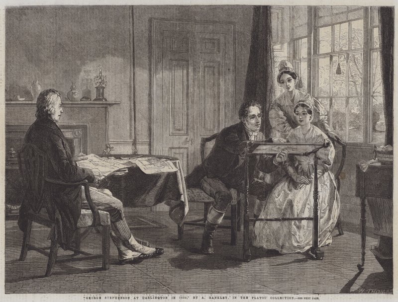 George Stephenson i Darlington i 1823 af Alfred Rankley