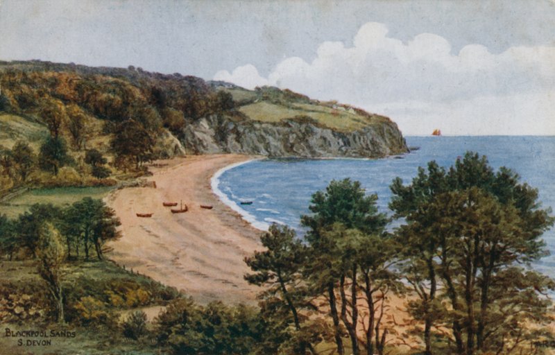 Blackpool Sands, South Devon (farve litho) af Alfred Robert Quinton