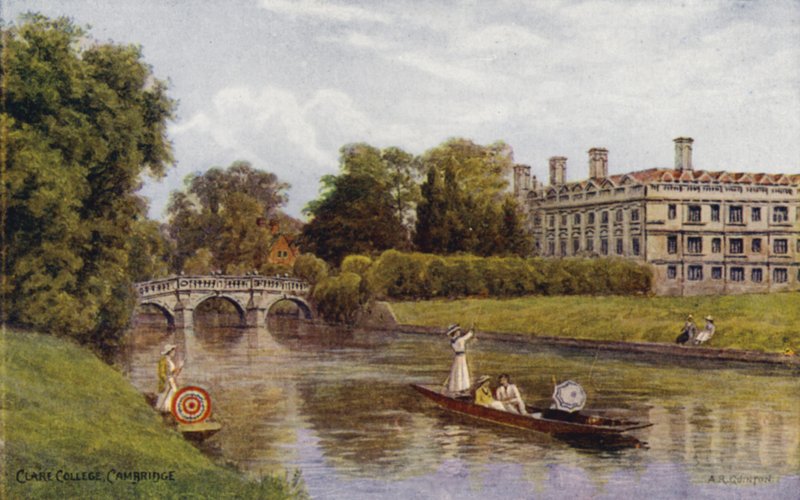 Cambridge: Clare College (farve litho) af Alfred Robert Quinton