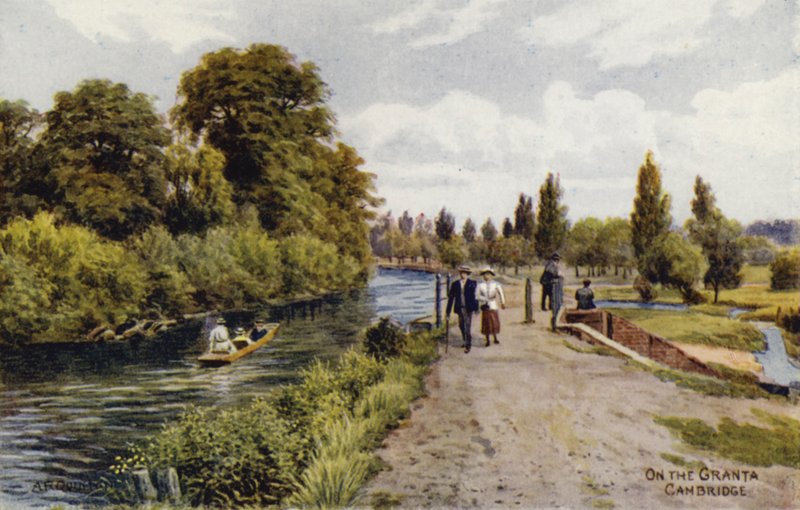 Cambridge: On the Granta (farve litho) af Alfred Robert Quinton