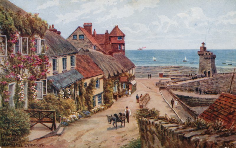 Mars Hill, Lynmouth (farve litho) af Alfred Robert Quinton