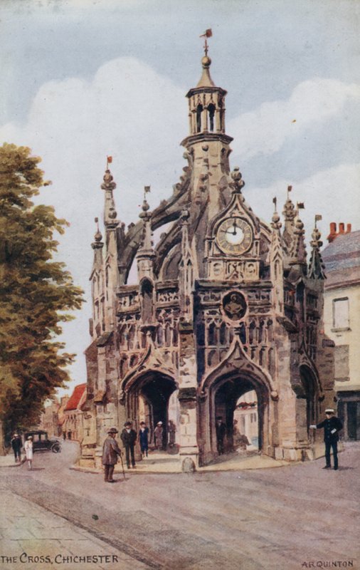 The Cross, Chichester (farve litho) af Alfred Robert Quinton