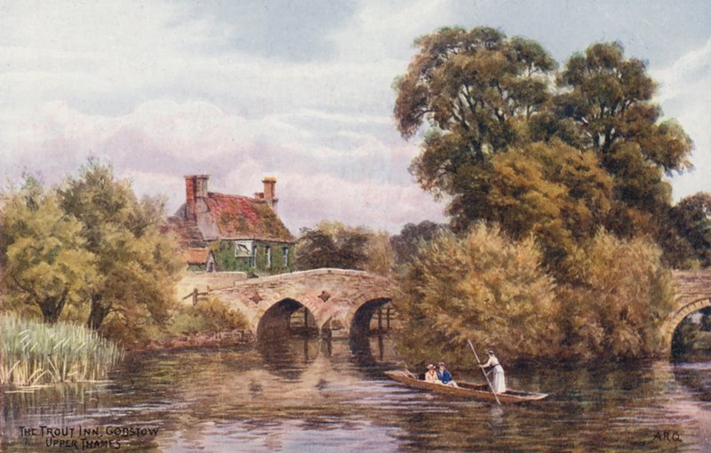 The Trout Inn, Godstow (farvelitografi) af Alfred Robert Quinton