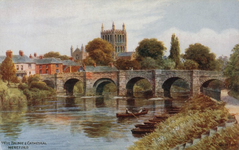 Wye Bridge and Cathedral, Hereford af Alfred Robert Quinton